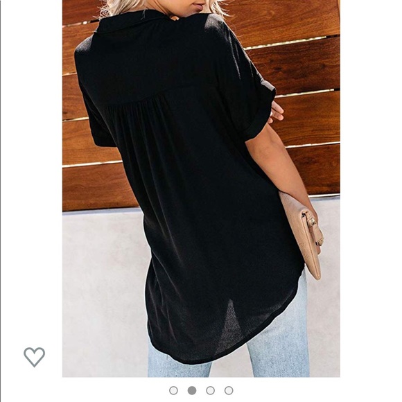 Black blouse tied at the waist - Picture 2 of 3